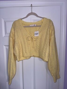 Cozy Yellow Tie-Front Cropped Sweater - Altard State